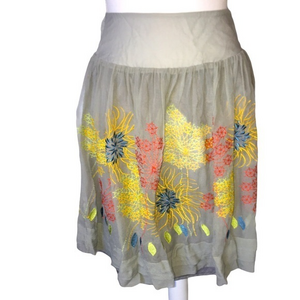 Blue Tassel Anthro Silk A-Iine‎ Blue Skirt XS EUC